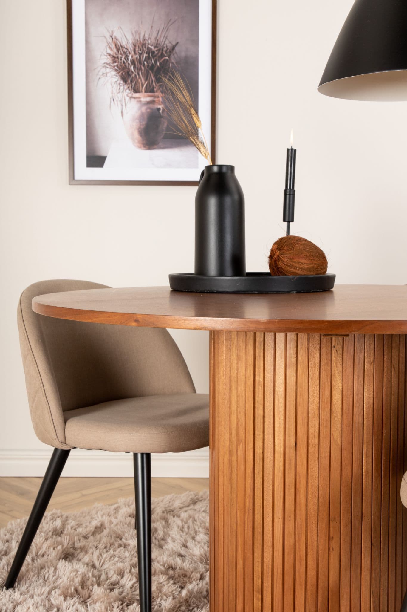 Round BLANCA Walnut Dining Table - 110cm