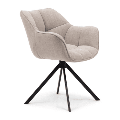 SASKIA Cream Swivel Office Chair with Armrests