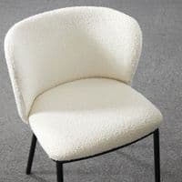 Set of 2 MANDY White Boucle Fabric Dining Chairs