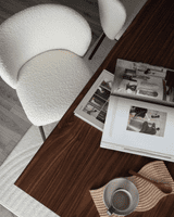 Set of 2 MANDY White Boucle Fabric Dining Chairs