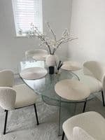 Set of 2 MANDY White Boucle Fabric Dining Chairs