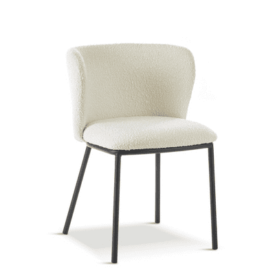 Set of 2 MANDY White Boucle Fabric Dining Chairs