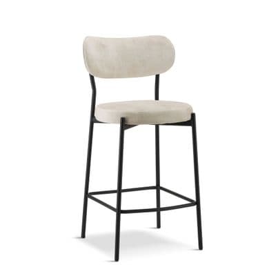 Set of 2 MILANO Cream Velvet Bar Stools