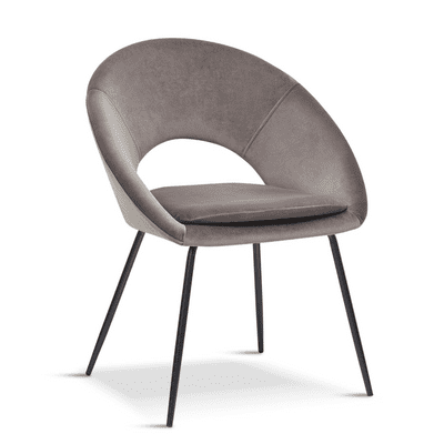 Set of 2 ROME Oval Velvet Dining Chairs - Mid Grey and Black