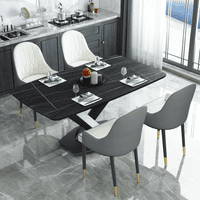 Set of 2 SAYRE Dining Chairs, Grey & White PU Leather