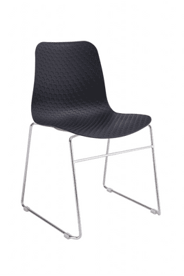 Set of 4 TIEN Black Dining Dining Chairs with Silver Skid Metal Legs