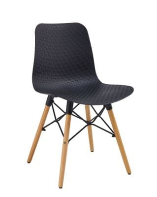 Set of 4 TIEN Black Dining Dining Chairs with Wood Legs