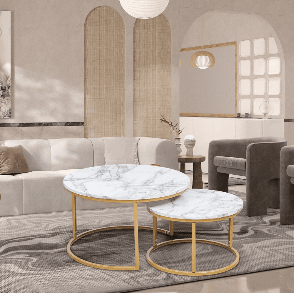 White Marble Nesting Coffee Tables VERONA