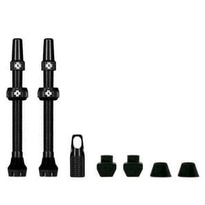 NEW PAIR MUC-OFF V2 TUBELESS VALVES (BLACK 44MM) & FITTINGS - RRP £28.99