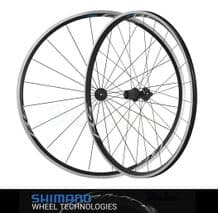 PAIR SHIMANO RS100 (RIM BRAKE QR) WHEELS - 8-12 SPEED