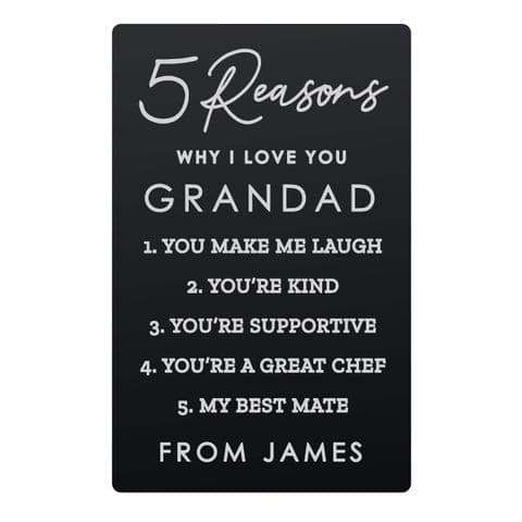 5 Reasons Why I Love You Black Metal Card