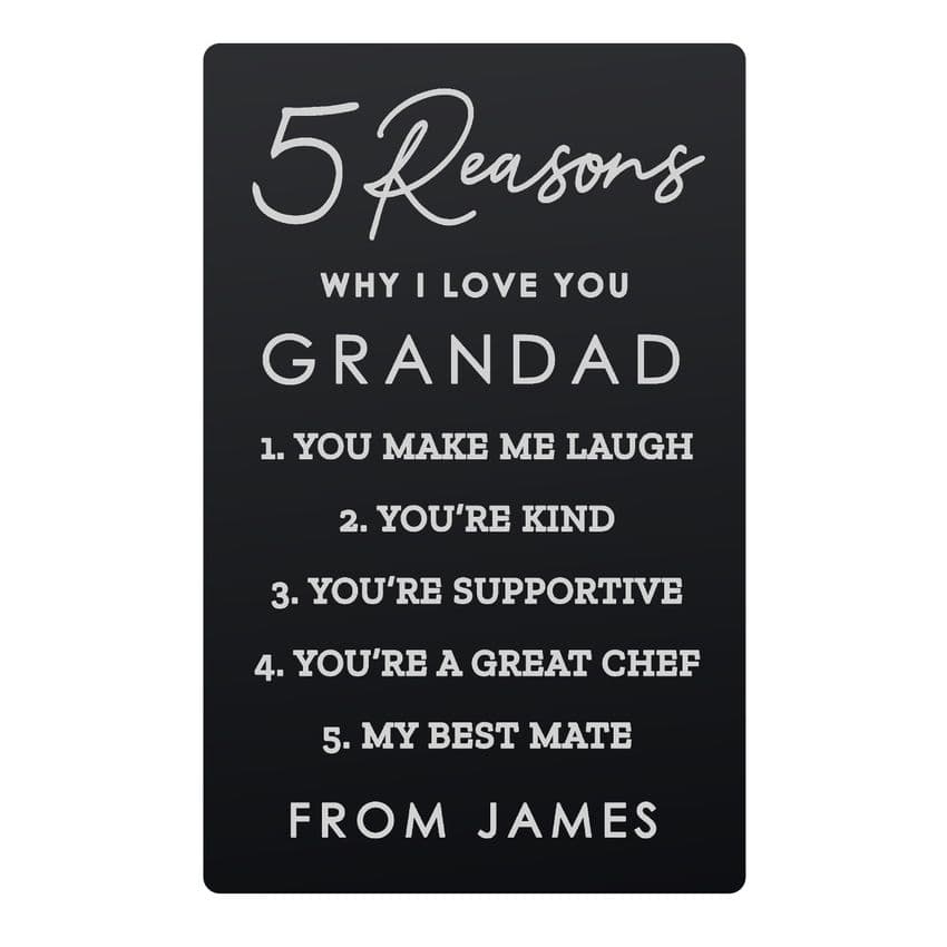 5 Reasons Why I Love You Black Metal Card | Hampers by Lauren