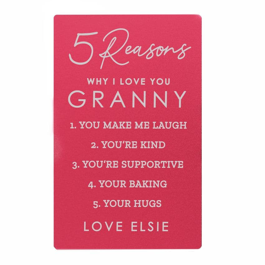 5 Reasons Why I Love You Pink Metal Card | Hampers by Lauren