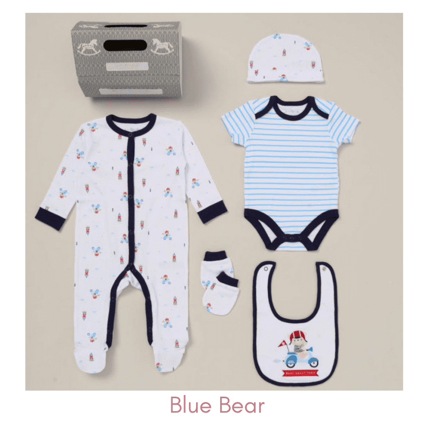 Blue Bear Baby Boy Clothing Set - 5 Piece | Hampers by Lauren