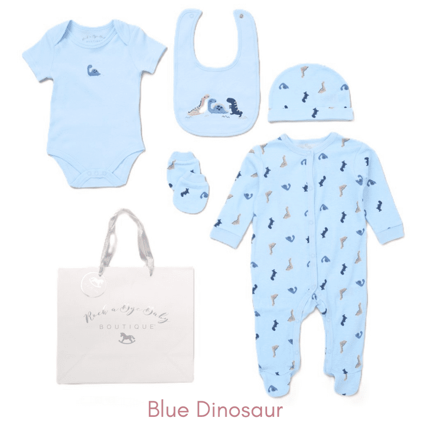 Blue Dinosaur Baby Boy Clothing Set - 5 Piece | Hampers by Lauren