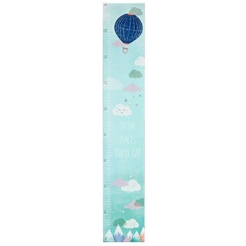 Blue Hot Air Balloon Wooden Height Chart