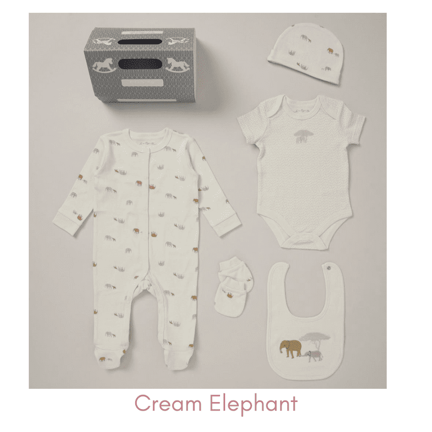 Cream Elephant Unisex Baby Clothing Set - 5 Piece | Hampers by Lauren