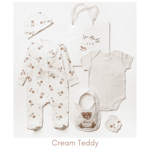 Cream Teddy Unisex Baby Clothing Set - 5 Piece