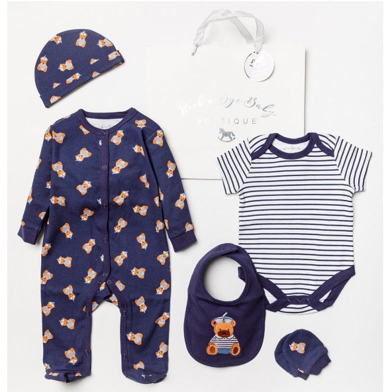 Blue Teddy Baby Boy Clothing Set - 5 Piece | Hampers by Lauren