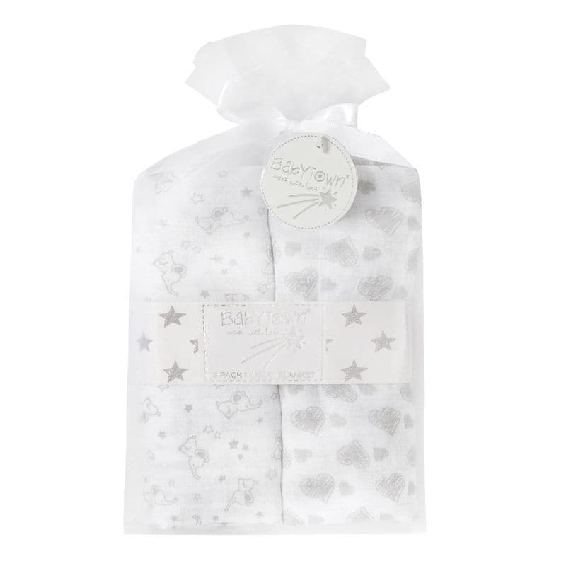 Grey Baby Muslins | Hampers by Lauren