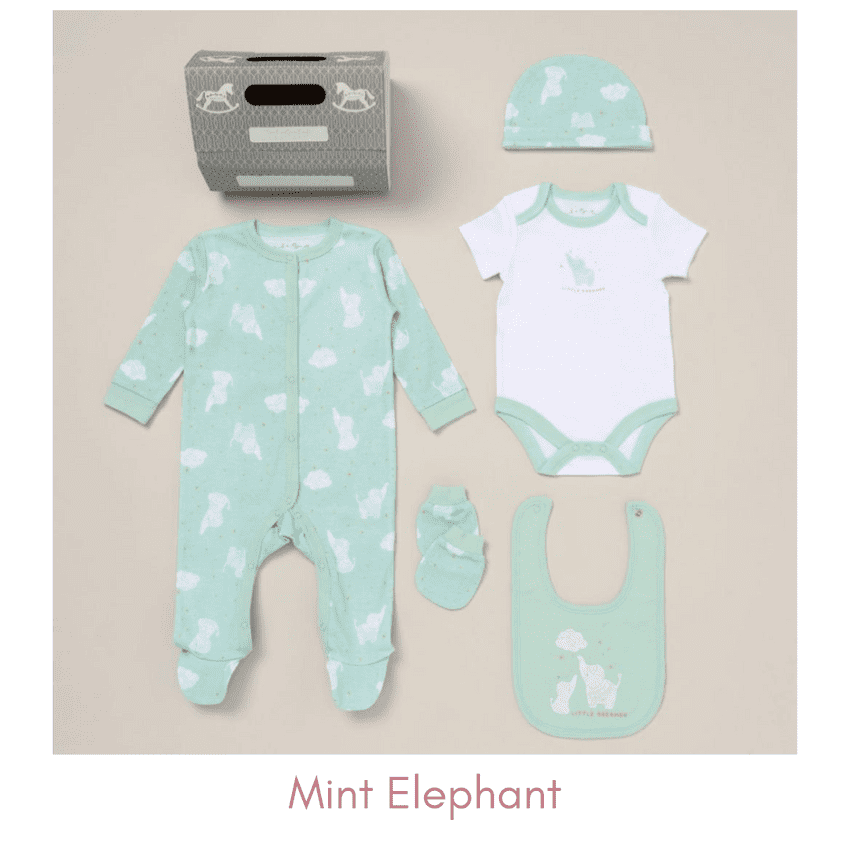 Mint Elephant Unisex Baby Clothing Set - 5 Piece | Hampers by Lauren
