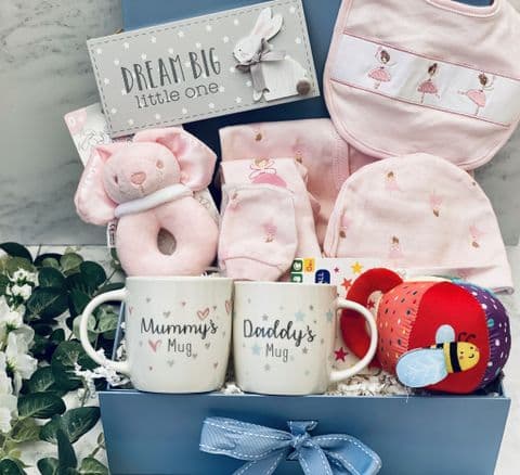New Baby Girl and New Parents Luxury Large Gift Box