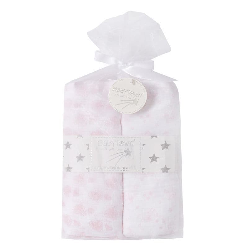 Pink Elephant and Heart Muslins | Hampers by Lauren