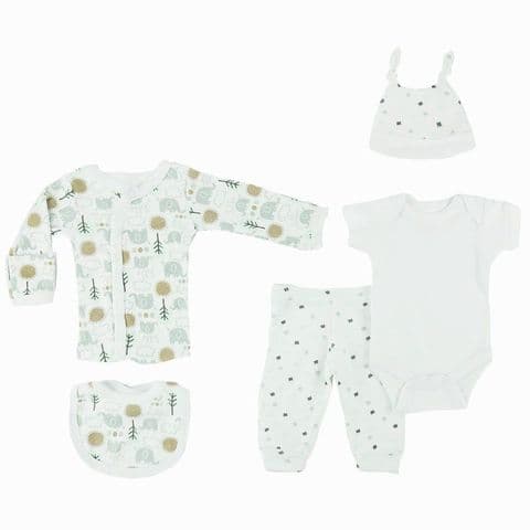 Premature Elephant Baby Boy Clothing Set - 5 Piece