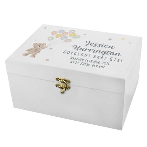 Teddy Personalised Wooden Baby Keepsake Box