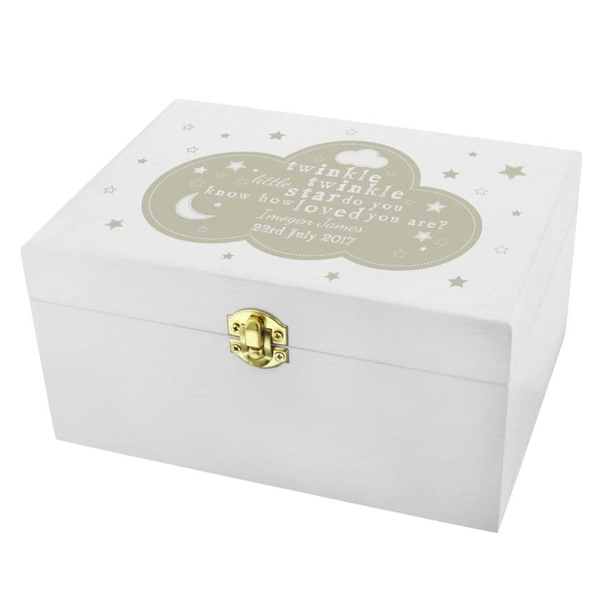 Twinkle Twinkle Little Star Personalised Wooden Baby Keepsake Box | Hampers by Lauren