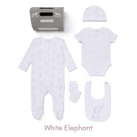 White Elephant Unisex Baby Clothing Set - 5 Piece