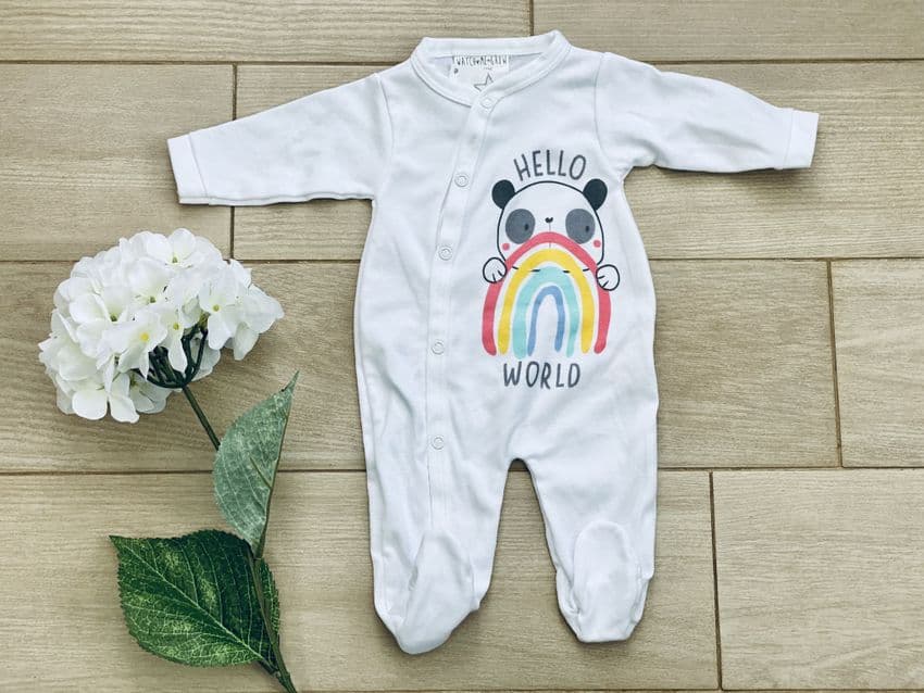 White Panda Unisex Baby Sleepsuit | Hampers by Lauren