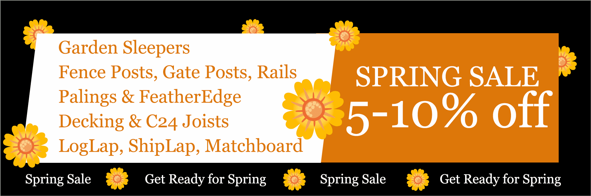 Spring Sale 5-10% Discount on Garden Timber Products