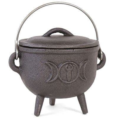 11CM CAST IRON CAULDRON WITH TRIPLE MOON