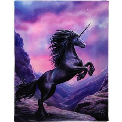 19 x 25cm Black Unicorn Canvas Plaque by Anne Stokes