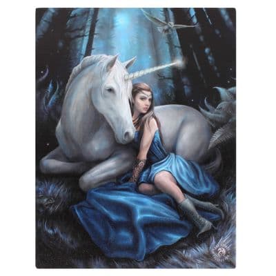 19 x 25cm Blue Moon Canvas Plaque by Anne Stokes