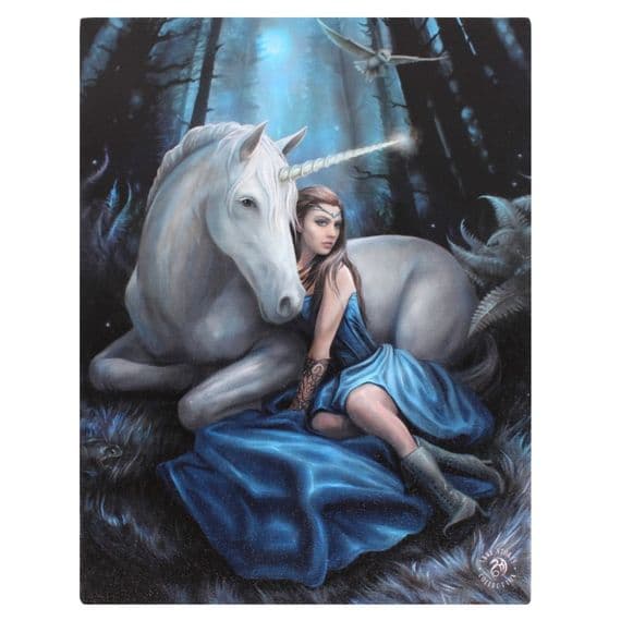 19 x 25cm Blue Moon Canvas Plaque by Anne Stokes