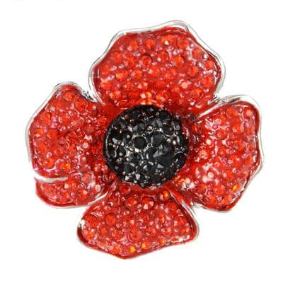 Large Pave Poppy Brooch 36mm