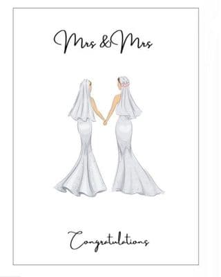 Mrs and Mrs Congratulations – Lesbian Wedding Card