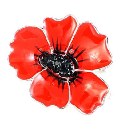 Poppy brooch enamel (large) 40mm