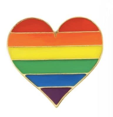 Rainbow Flag Heart Pin Badge