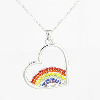 Rainbow in heart pendant