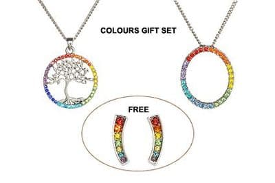 Tree of Life pendant, hoop pendant and earring gift set