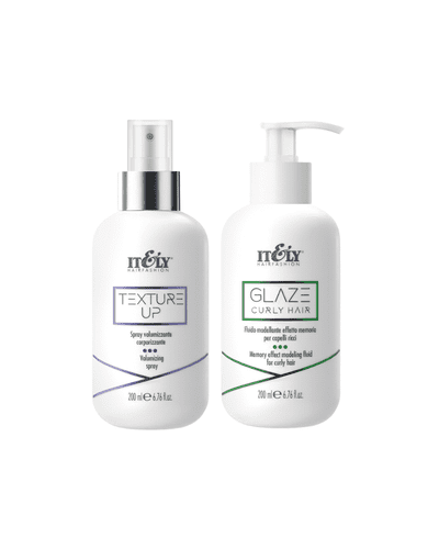 Italy Glaze Curly Hair 200ml & texture Up Volumising Spray 200ml Package