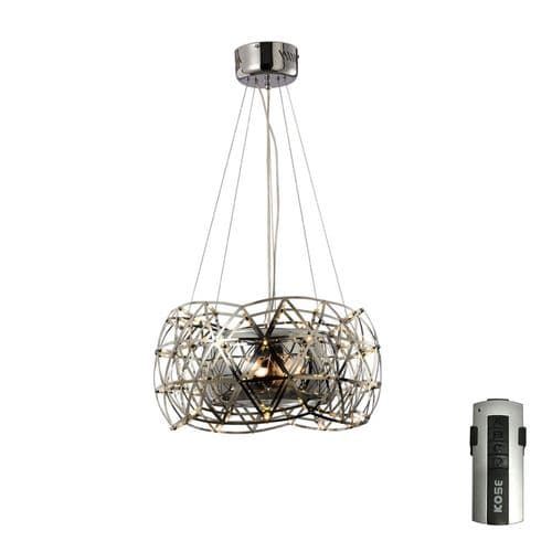 Baldwin Pendant 2 Light E27 With LEDs And Remote Control Stainless Steel