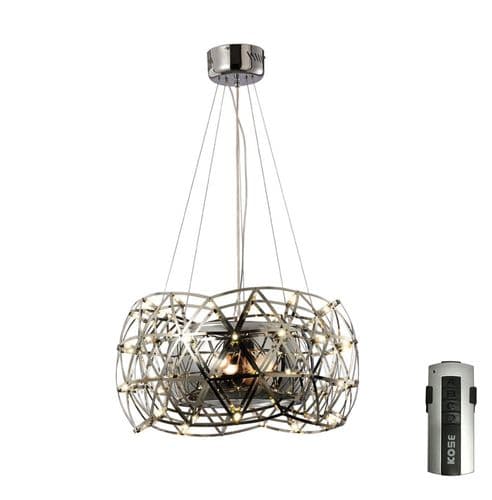 Baldwin Pendant 3 Light E27 With LEDs And Remote Control Stainless Steel