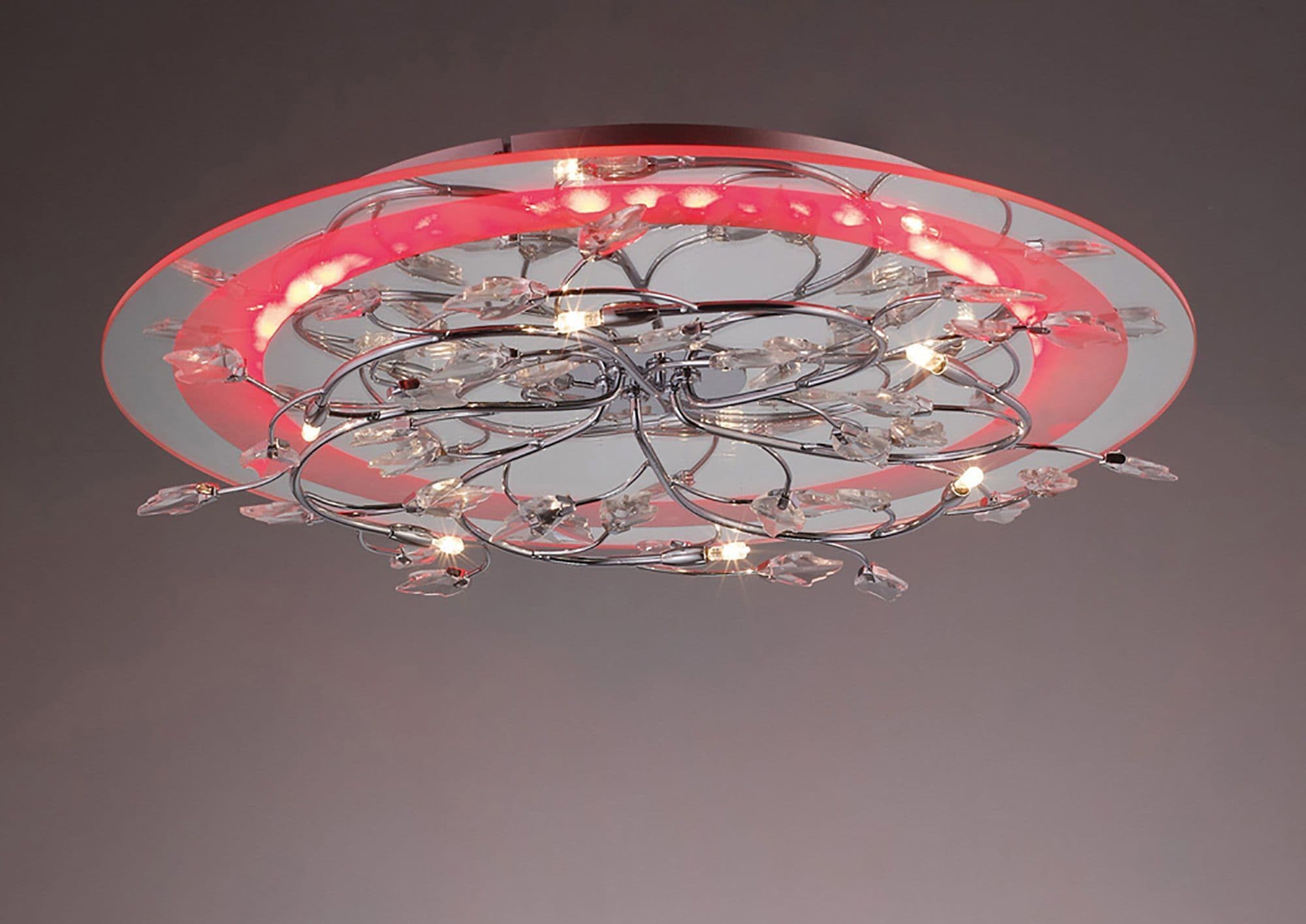 Barrett Ceiling Round 6 Light G4 With RGB LEDs Polished Chrome/Crystal