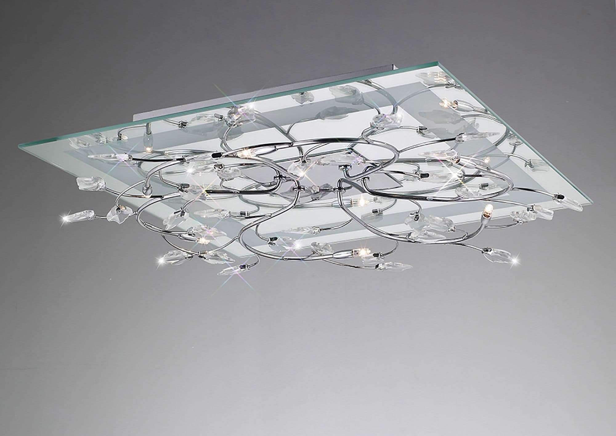 Barrett Ceiling Square 6 Light G4 With RGB LEDs Polished Chrome/Crystal