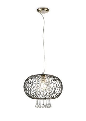 Bradford Large Pendant 1 Light E27 Antique Brass/Clear Beaded Glass