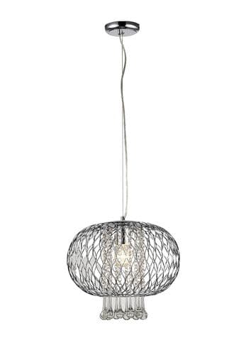 Bradford Large Pendant 1 Light E27 Polished Chrome/Clear Beaded Glass
